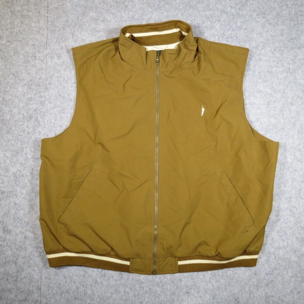 Eagles Ridge 19th‎ Hole Mens Camel Sleeveless Golf Windbreaker Vest Plus Size 2X
